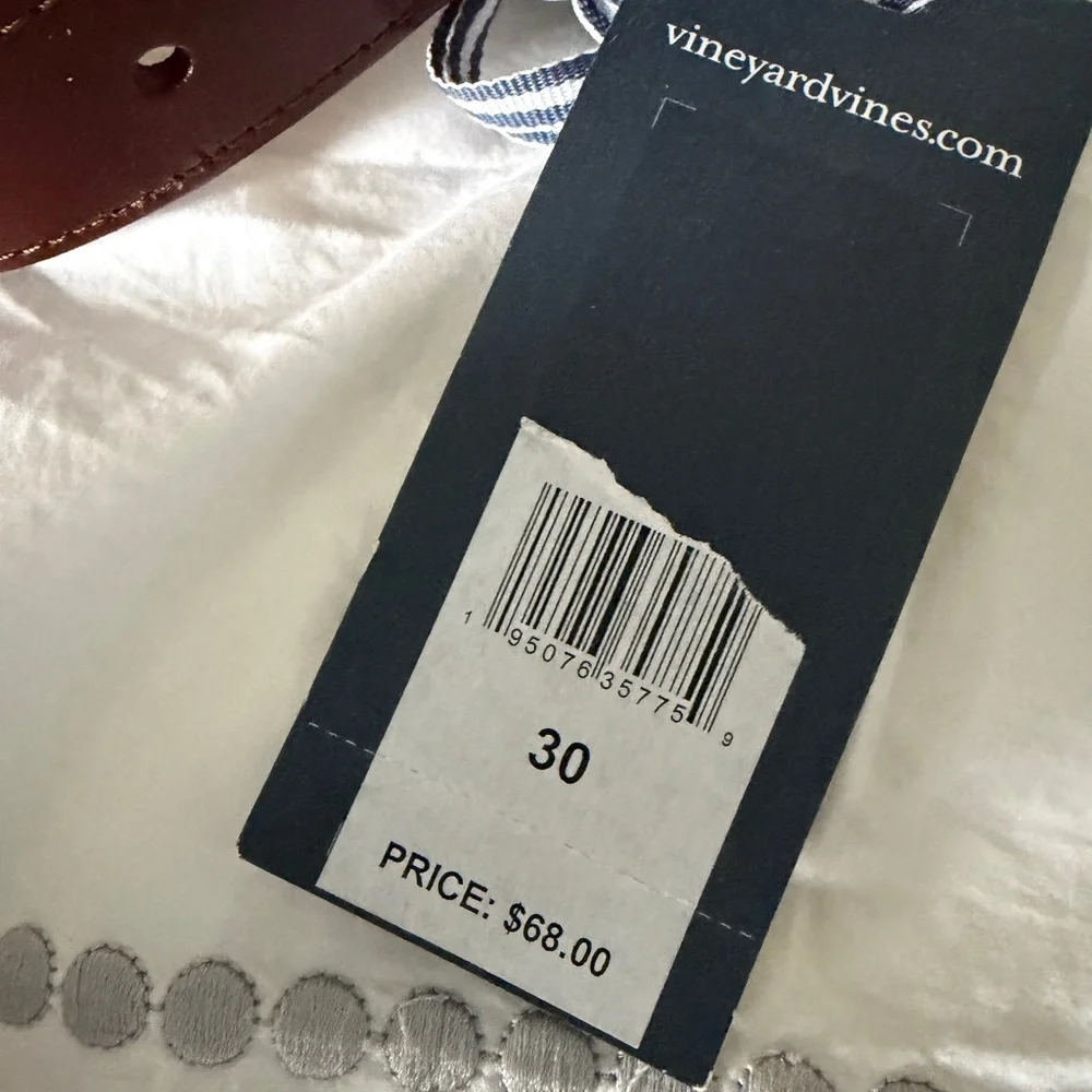 Vineyard Vines Pink and Beige Striped Belt size 30